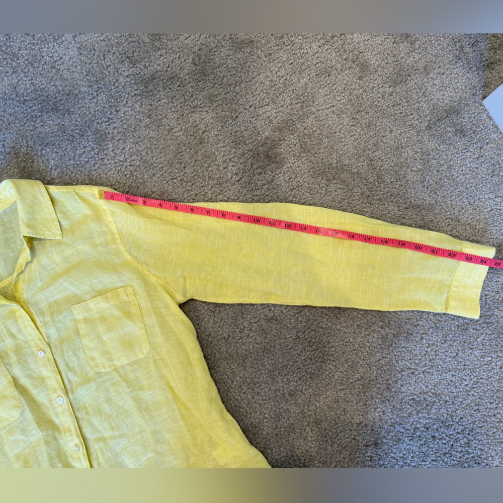 Lilly Pulitzer Yellow 100% Linen Button Down Shirt size Medium - Picture 7 of 7